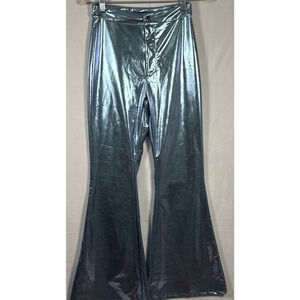 Finesse‎ Women Metallic Blue Polyester Spandex Bell-Bottoms Pants Size Small